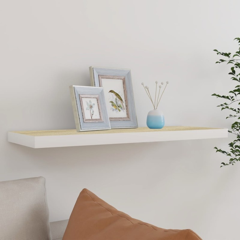 vidaXL Estante flotante de pared MDF roble y blanco 80x23,5x3,8 cm vidaXL Estante flotante de pared MDF roble y blanco 80x23,5x3,8 cm