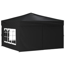 vidaXL Carpa para fiestas plegable con paredes laterales negro 3x3 m