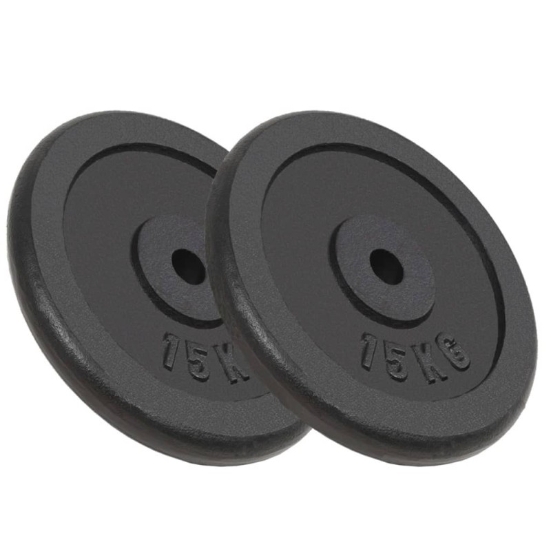 vidaXL Discos de pesas de hierro fundido 2 uds 2x15 kg vidaXL Discos de pesas de hierro fundido 2 uds 2x15 kg