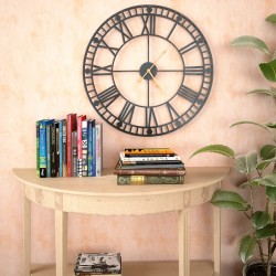 vidaXL Reloj de pared vintage movimiento cuarzo metal 60 cm XXL