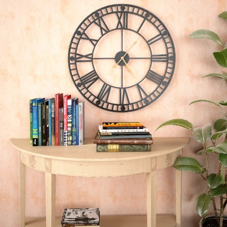 vidaXL Reloj de pared vintage movimiento cuarzo metal 60 cm XXL