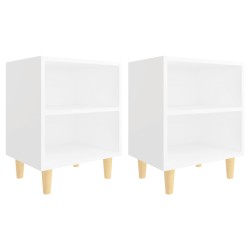 vidaXL Mesitas de noche patas madera maciza blanca 2 uds 40x30x50 cm