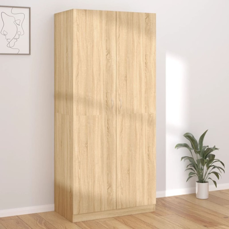 vidaXL Armario de madera contrachapada color roble Sonoma 90x52x200 cm vidaXL Armario de madera contrachapada color roble Sonoma 90x52x200 cm