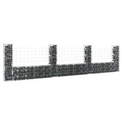 vidaXL Cesta de gaviones forma de U 4 postes de hierro 380x20x100 cm