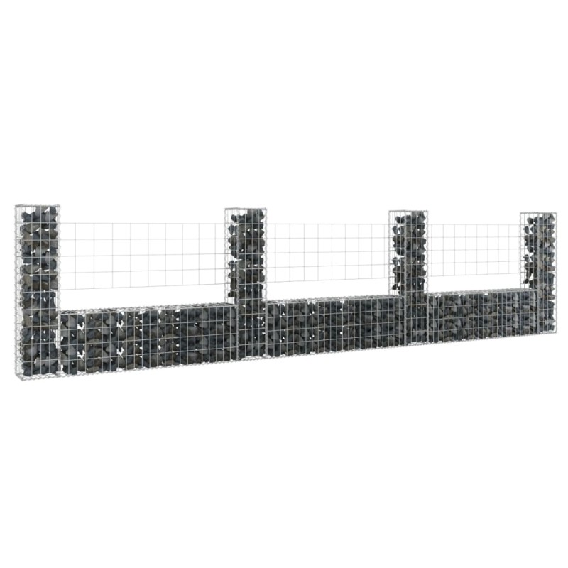 vidaXL Cesta de gaviones forma de U 4 postes de hierro 380x20x100 cm vidaXL Cesta de gaviones forma de U 4 postes de hierro 380x20x100 cm