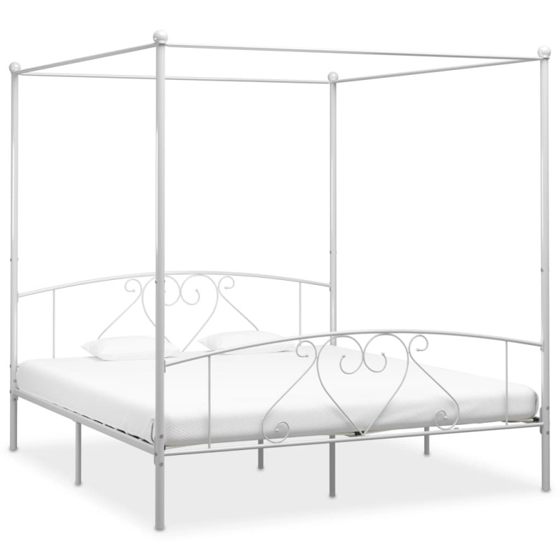 vidaXL Estructura de cama con dosel metal blanco 200x200 cm vidaXL Estructura de cama con dosel metal blanco 200x200 cm