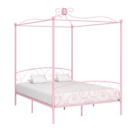 vidaXL Estructura de cama con dosel metal rosa 180x200 cm