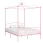 vidaXL Estructura de cama con dosel metal rosa 180x200 cm vidaXL Estructura de cama con dosel metal rosa 180x200 cm