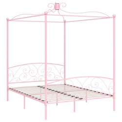 vidaXL Estructura de cama con dosel metal rosa 180x200 cm