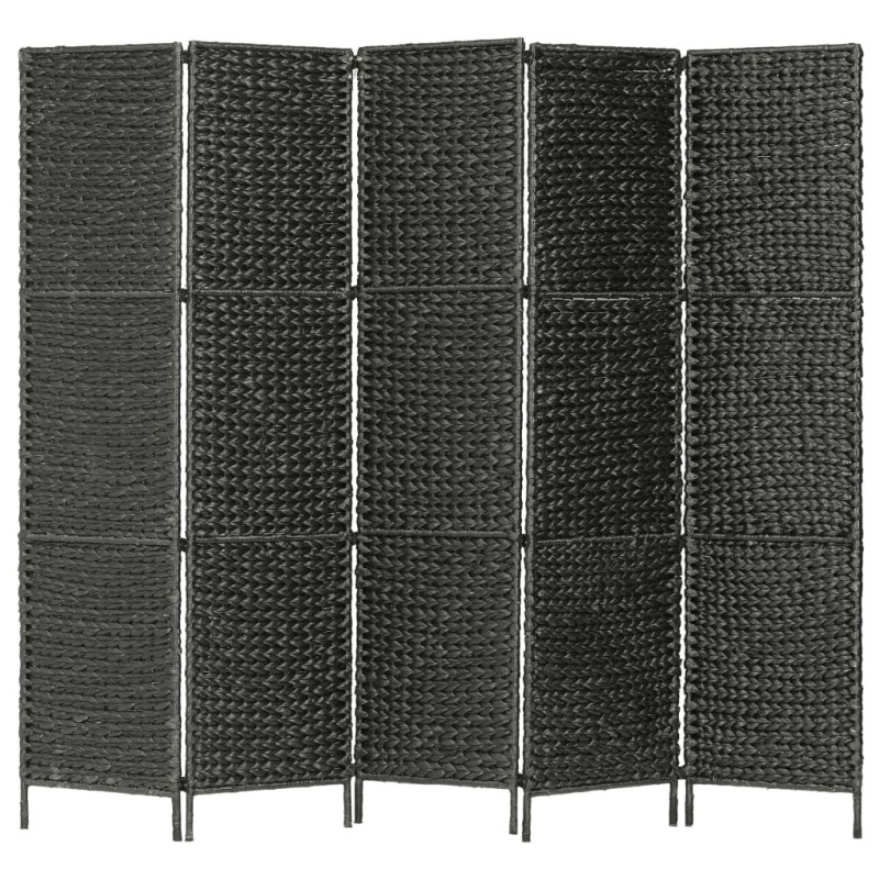 vidaXL Biombo divisor 5 paneles jacinto de agua negro 193x160 cm vidaXL Biombo divisor 5 paneles jacinto de agua negro 193x160 cm