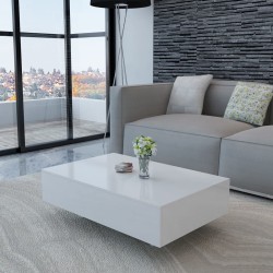 vidaXL Mesa de centro rectangular blanco con brillo  