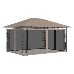 vidaXL Cenador con mosquitera gris taupe 4x3x2,73 m 180 g/m²