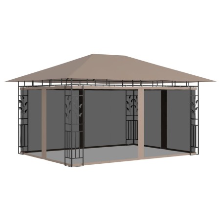 vidaXL Cenador con mosquitera gris taupe 4x3x2,73 m 180 g/m²