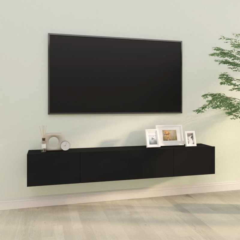 vidaXL Muebles TV pared 2 uds madera contrachapada negro 100x30x30 cm vidaXL Muebles TV pared 2 uds madera contrachapada negro 100x30x30 cm
