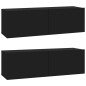 vidaXL Muebles TV pared 2 uds madera contrachapada negro 100x30x30 cm vidaXL Muebles TV pared 2 uds madera contrachapada negro 100x30x30 cm