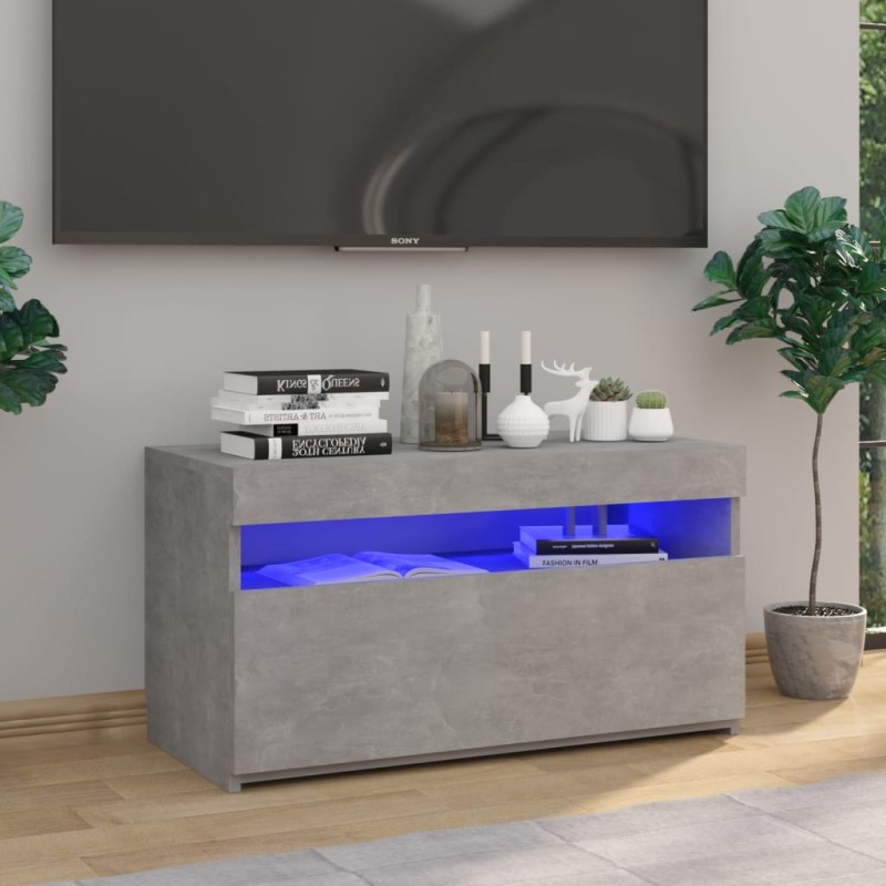 vidaXL Mueble de TV con luces LED gris hormigón 75x35x40 cm vidaXL Mueble de TV con luces LED gris hormigón 75x35x40 cm