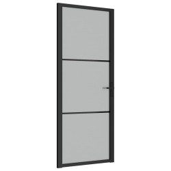 vidaXL Puerta interior de vidrio y aluminio negro mate 83x201,5 cm