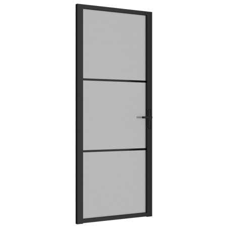 vidaXL Puerta interior de vidrio y aluminio negro mate 83x201,5 cm