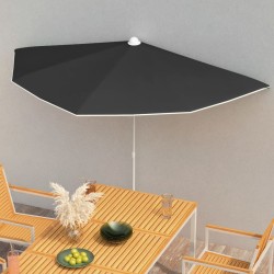 vidaXL Sombrilla de jardín semicircular con palo 300x150 cm negro
