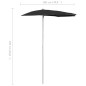 vidaXL Sombrilla de jardín semicircular con palo 300x150 cm negro vidaXL Sombrilla de jardín semicircular con palo 300x150 cm negro