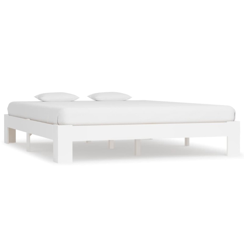 vidaXL Estructura de cama de madera maciza de pino blanco 160x200 cm