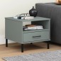 vidaXL Mesita de noche con patas de metal OSLO madera maciza pino gris vidaXL Mesita de noche con patas de metal OSLO madera maciza pino gris