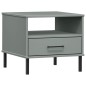 vidaXL Mesita de noche con patas de metal OSLO madera maciza pino gris vidaXL Mesita de noche con patas de metal OSLO madera maciza pino gris