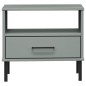 vidaXL Mesita de noche con patas de metal OSLO madera maciza pino gris vidaXL Mesita de noche con patas de metal OSLO madera maciza pino gris