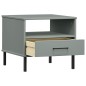 vidaXL Mesita de noche con patas de metal OSLO madera maciza pino gris vidaXL Mesita de noche con patas de metal OSLO madera maciza pino gris