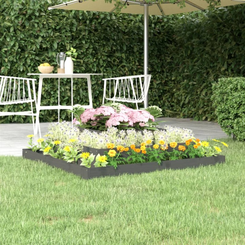 vidaXL Jardinera de madera maciza de pino gris 110x110x27 cm