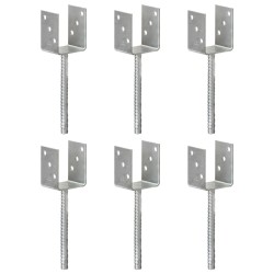 vidaXL Anclajes de valla 6 uds acero galvanizado plateado 8x6x30 cm