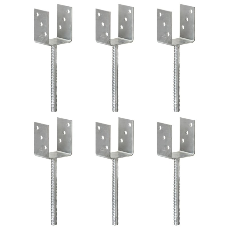 vidaXL Anclajes de valla 6 uds acero galvanizado plateado 8x6x30 cm vidaXL Anclajes de valla 6 uds acero galvanizado plateado 8x6x30 cm