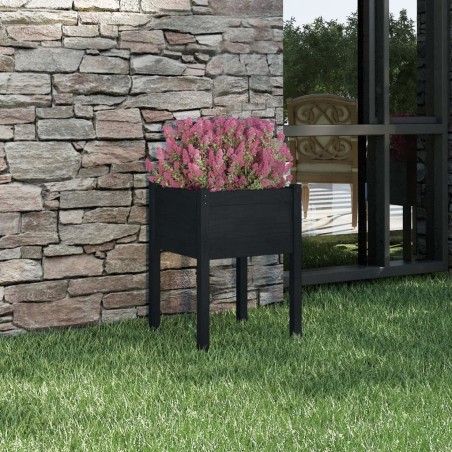 vidaXL Jardinera de madera maciza de pino negro 50x50x70 cm