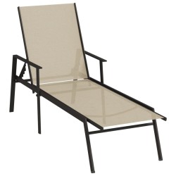 vidaXL Tumbona de acero y tela textilene crema