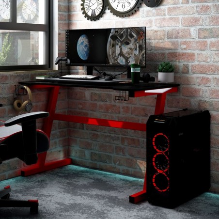 vidaXL Escritorio gaming con luz LED forma Y negro 110x60x75 cm