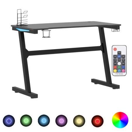 vidaXL Escritorio gaming con luz LED forma Y negro 110x60x75 cm
