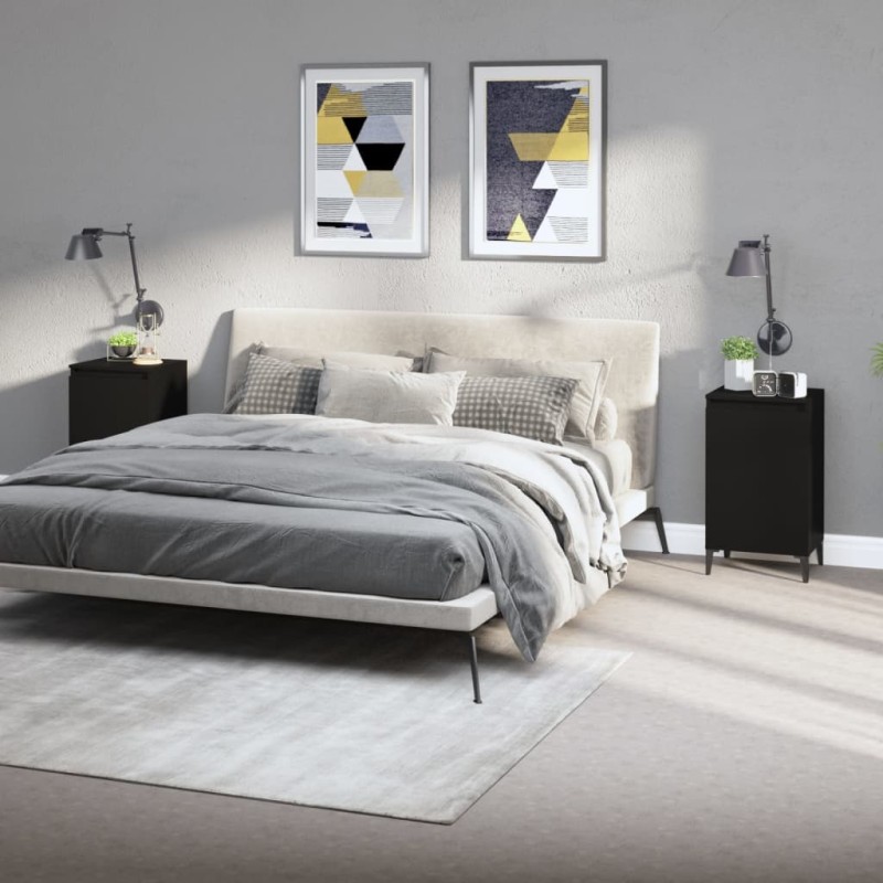 vidaXL Mesitas de noche 2 uds madera contrachapada negro 40x35x70 cm vidaXL Mesitas de noche 2 uds madera contrachapada negro 40x35x70 cm