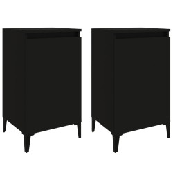 vidaXL Mesitas de noche 2 uds madera contrachapada negro 40x35x70 cm