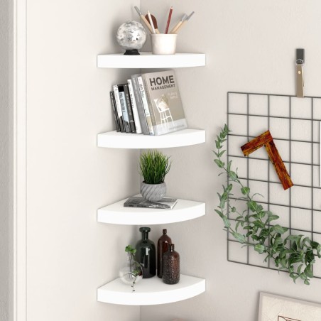 vidaXL Estantes flotantes de pared 4 uds MDF blanco 25x25x3,8 cm