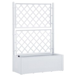 vidaXL Arriate con enrejado y sistema de riego automático blanco