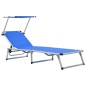 vidaXL Tumbona plegable con toldo aluminio y textilene azul vidaXL Tumbona plegable con toldo aluminio y textilene azul