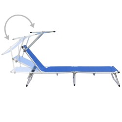 vidaXL Tumbona plegable con toldo aluminio y textilene azul