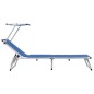 vidaXL Tumbona plegable con toldo aluminio y textilene azul vidaXL Tumbona plegable con toldo aluminio y textilene azul