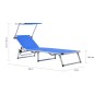 vidaXL Tumbona plegable con toldo aluminio y textilene azul vidaXL Tumbona plegable con toldo aluminio y textilene azul