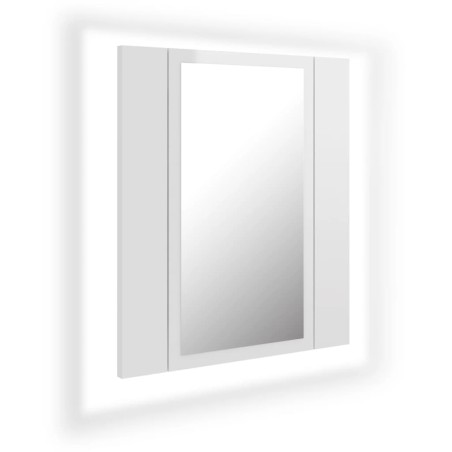 vidaXL Armario espejo de baño LED acrílico blanco brillo 40x12x45 cm
