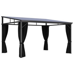 vidaXL Cenador con cortina gris antracita 405x294x244 cm