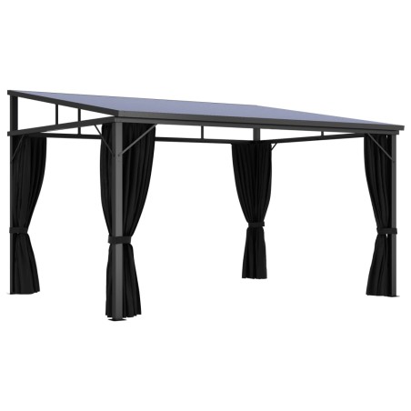 vidaXL Cenador con cortina gris antracita 405x294x244 cm