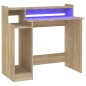 vidaXL Escritorio con LED madera contrachapada roble sonoma 97x45x90cm