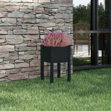 vidaXL Jardinera de madera maciza de pino negro 40x40x70 cm