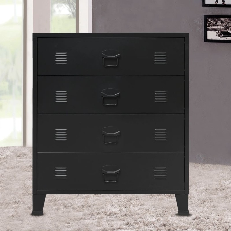 vidaXL Cajonera metálica de estilo industrial 78x40x93 cm negro vidaXL Cajonera metálica de estilo industrial 78x40x93 cm negro